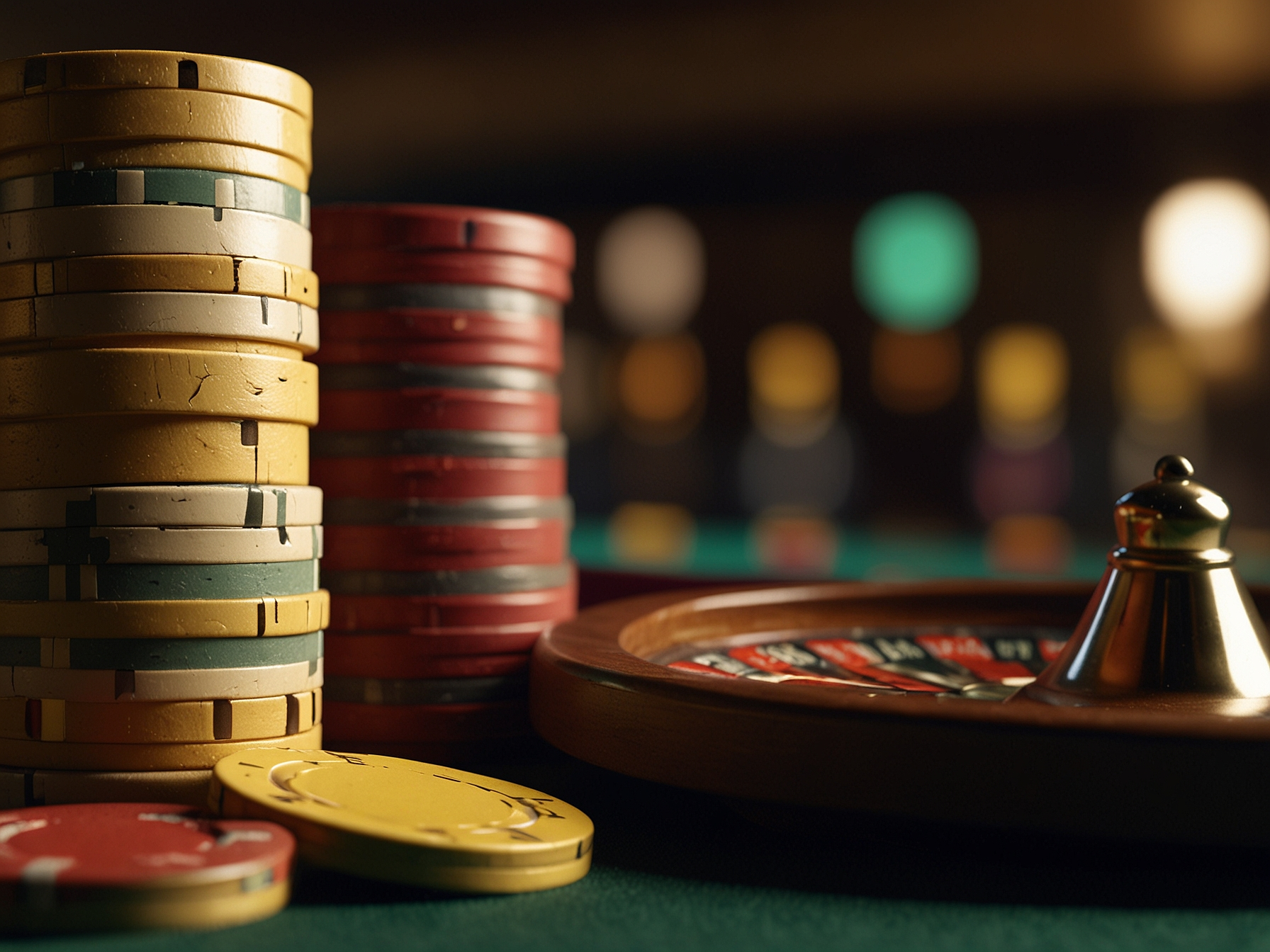Goldene Casino Chips und Roulette